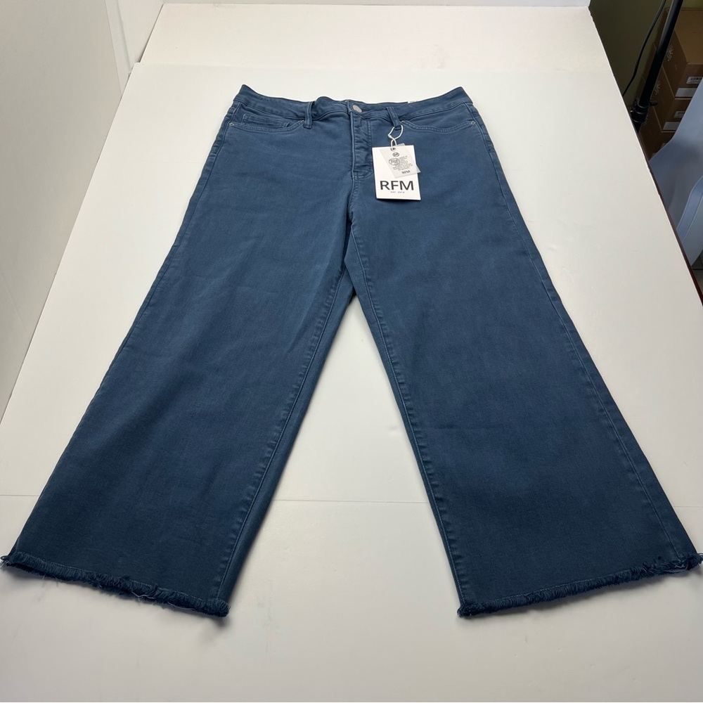 RFM Los‎ Angeles Chloe Wide Leg Cropped Women's Blue Denim Jean Size 13 / 31 NEW